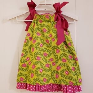 VTG Just Ducky Girl Dress Sz 3 Reversible Pink Gre